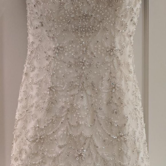 Champagne Ivory Toole Silk Wedding Dress - Picture 3 of 6